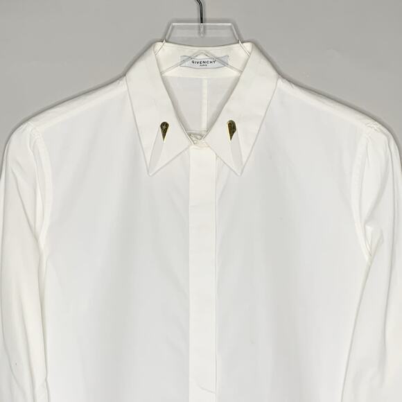 Givenchy M White Collar Stay Poplin Blouse Removable Stays Womens - Picture 5 of 10